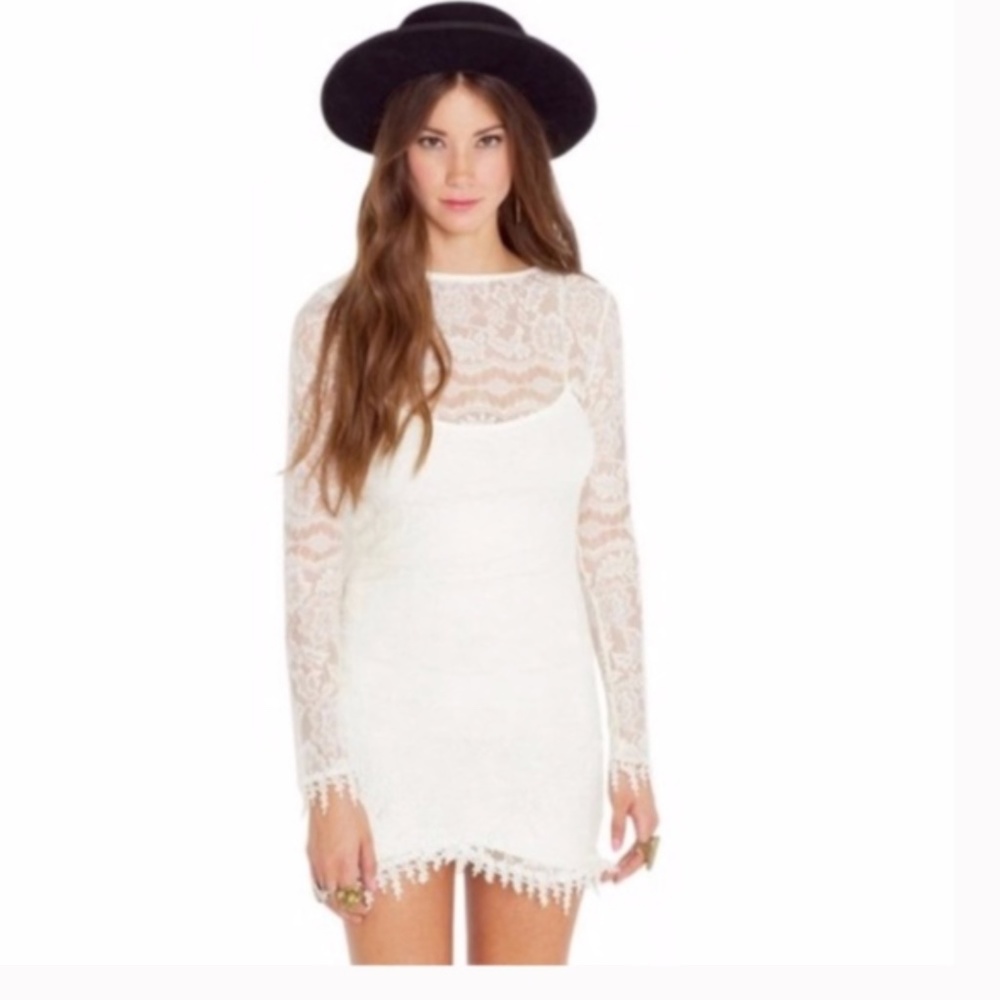 For Love & Lemons | White Lace Long Sleeve Dress